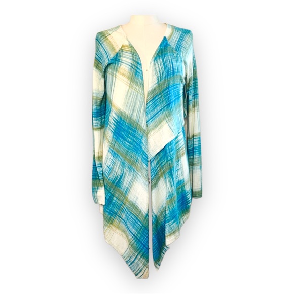 Anthropologie by Sparrow Blue Plaid Revolution Cardigan size Medium - Picture 6 of 8